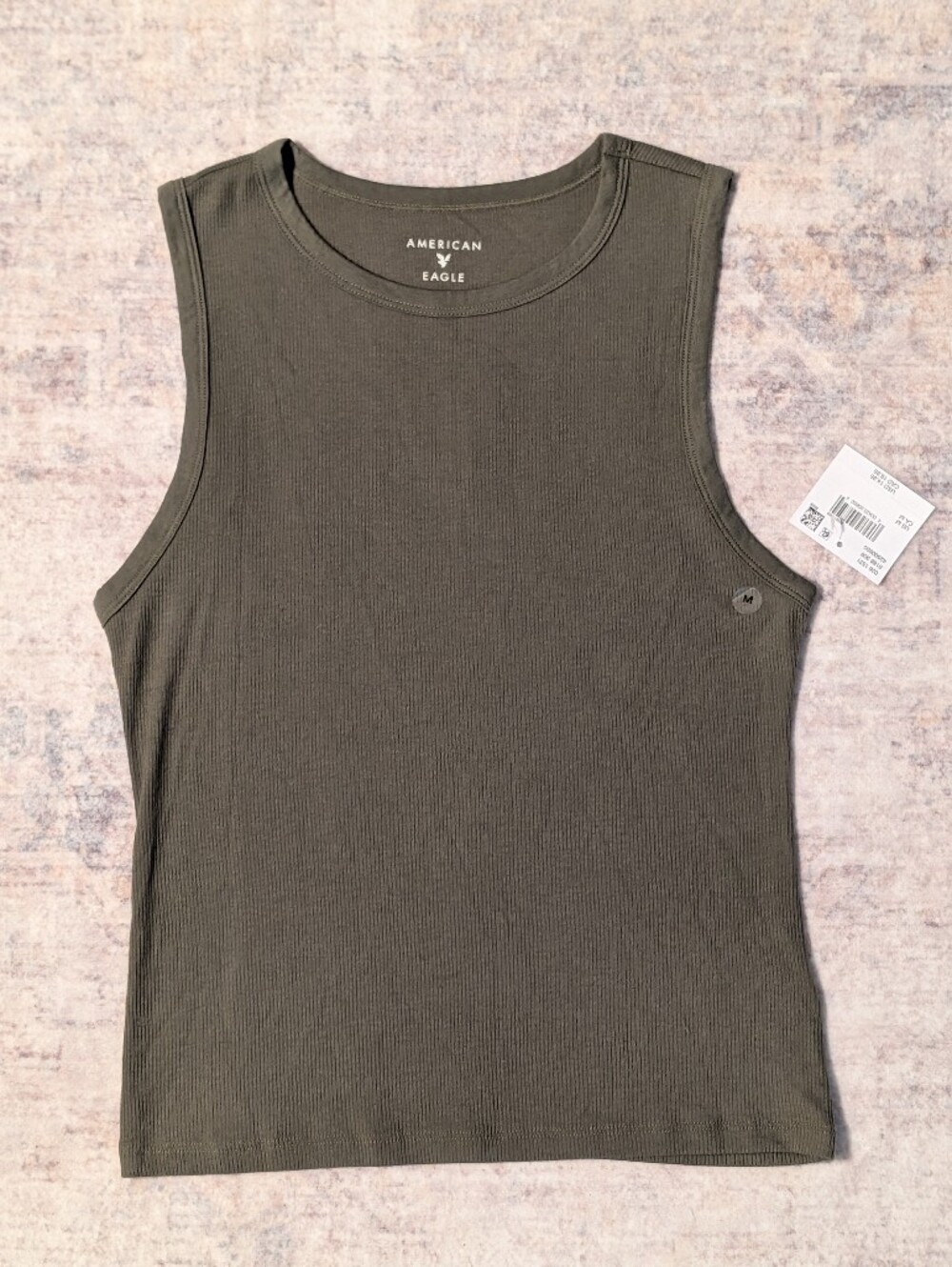 American Eagle Outfitters Olive Ribbed Tank Top - Women's